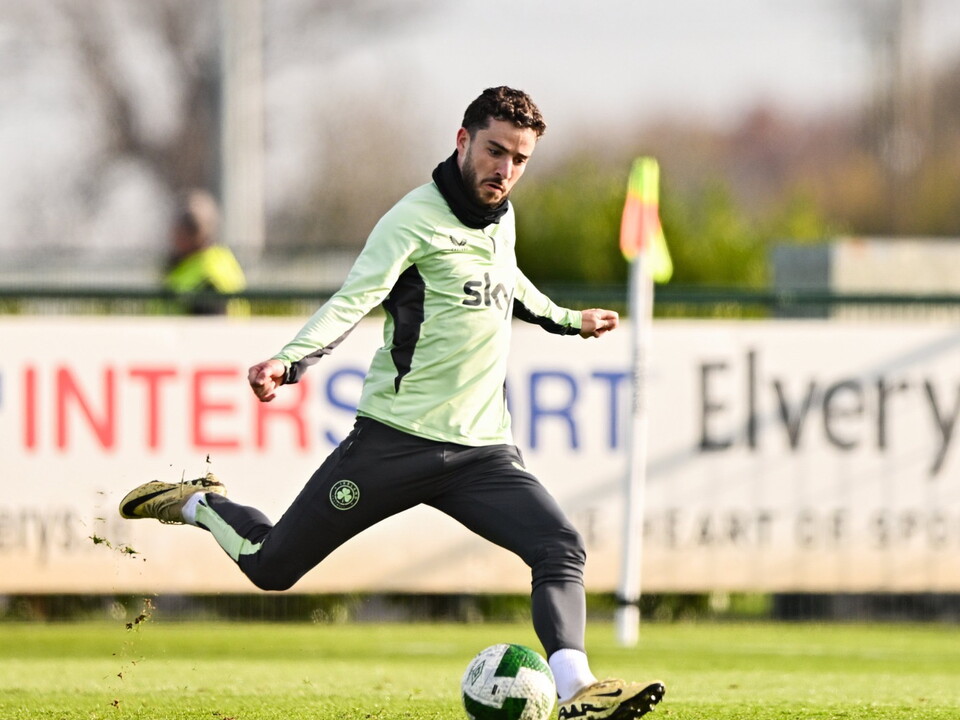 A photo of Mikey Johnston in training for the Republic of Ireland's training kit
