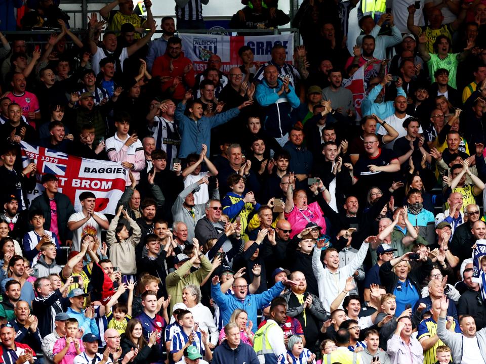 A general view of Albion fans at a game cheering