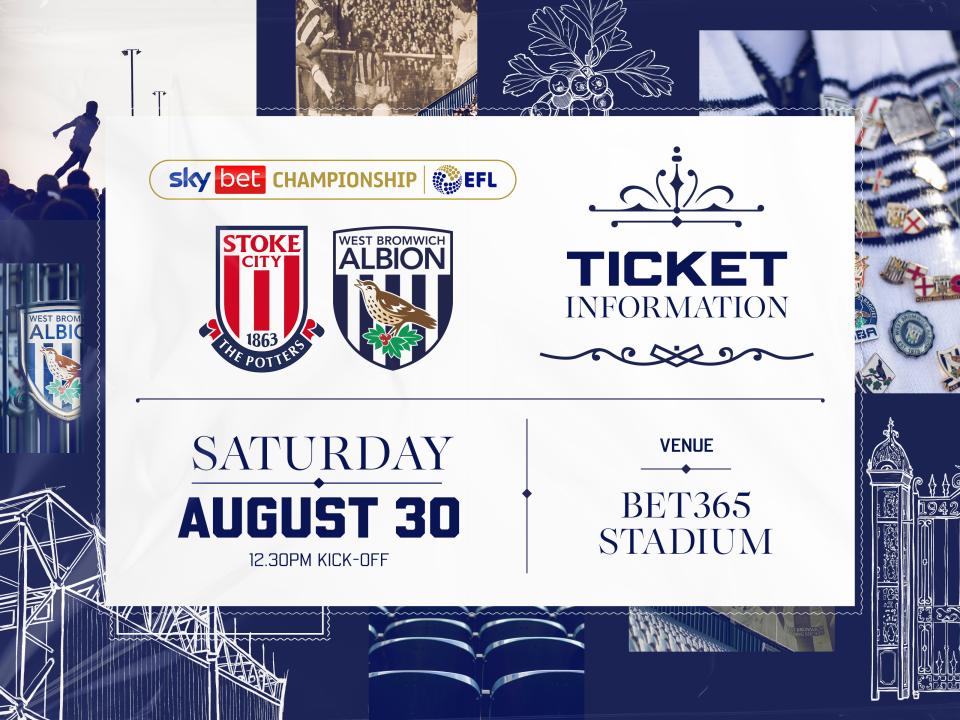 A ticket graphic displaying information for Albion's game against Stoke
