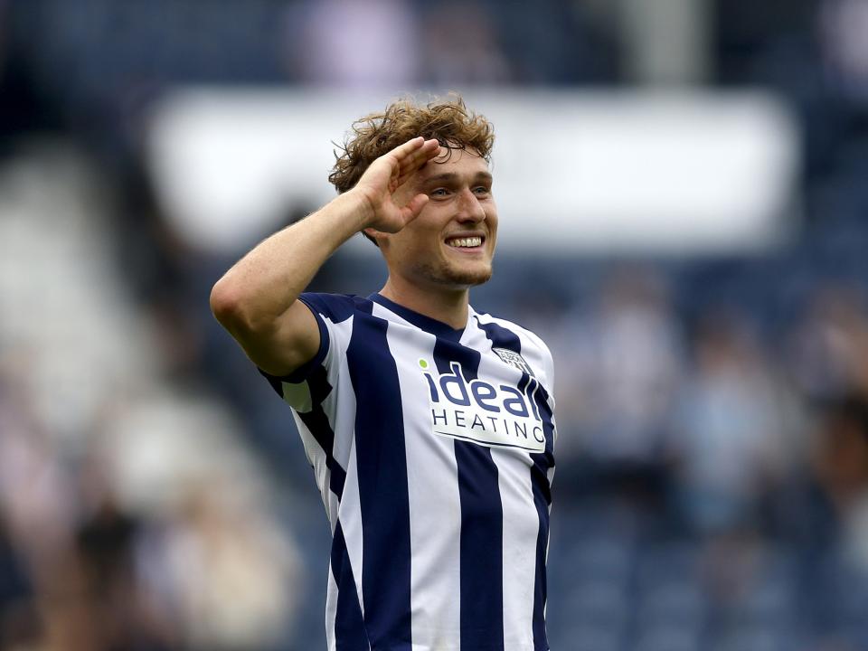 A photo of Albion defender Callum Styles in the 2025/26 home kit