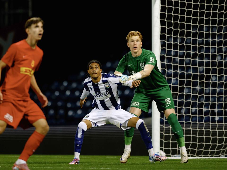 Miller McDonald in action for WBA's PL2 team against FC Nordsjælland at The Hawthorns 