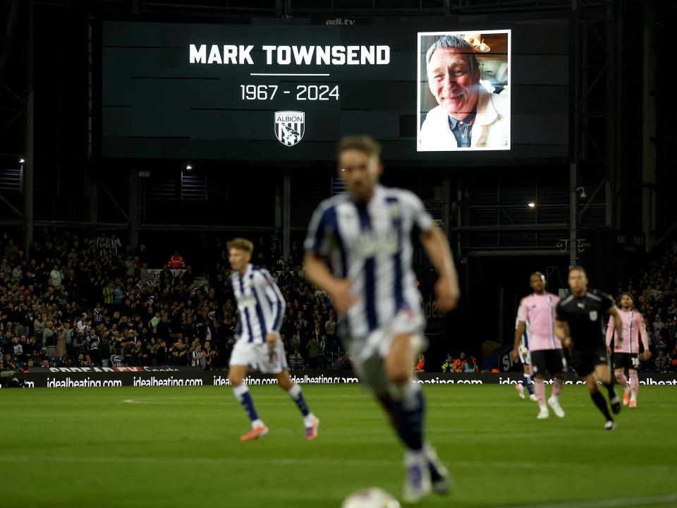 Mark Townsend name and picture up on the big screen at The Hawthorns 