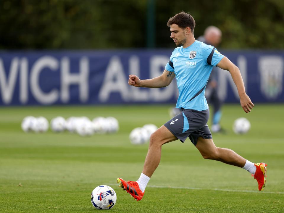 Jayson Molumby on the ball during training