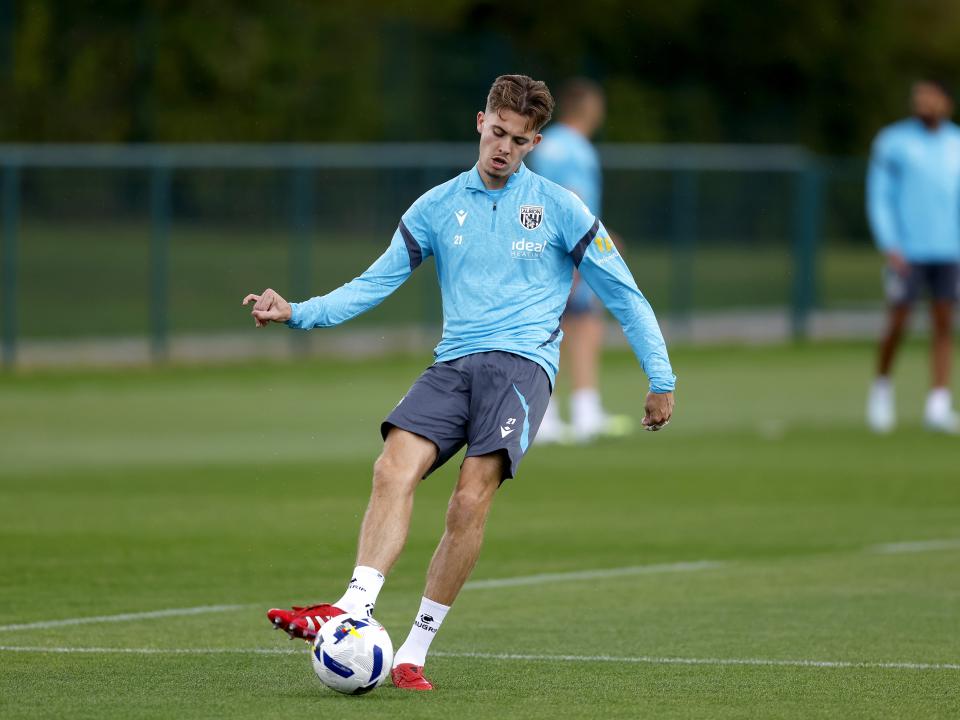 Isaac Price on the ball during training