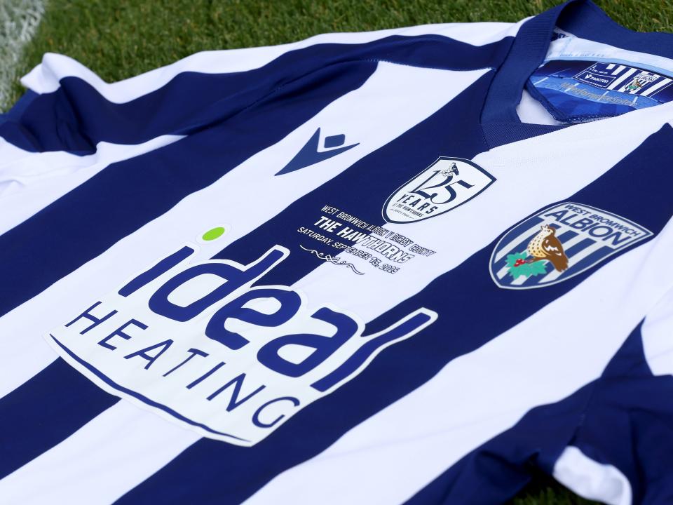 A shirt for The Hawthorns' 125th-anniversary fixture between Albion and Derby County.