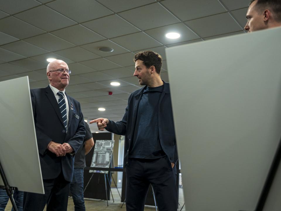 Ryan Mason walking through the East Stand looking at all the memorabilia and a specially curated gallery of 125 iconic Hawthorns images