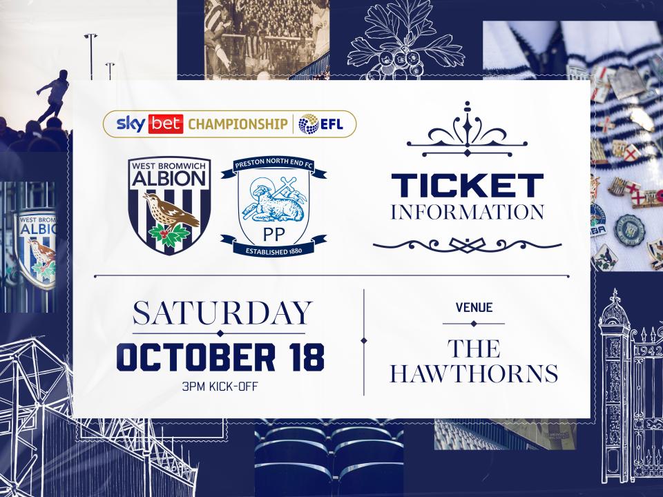 A ticket graphic displaying information for Albion's game against Preston North End