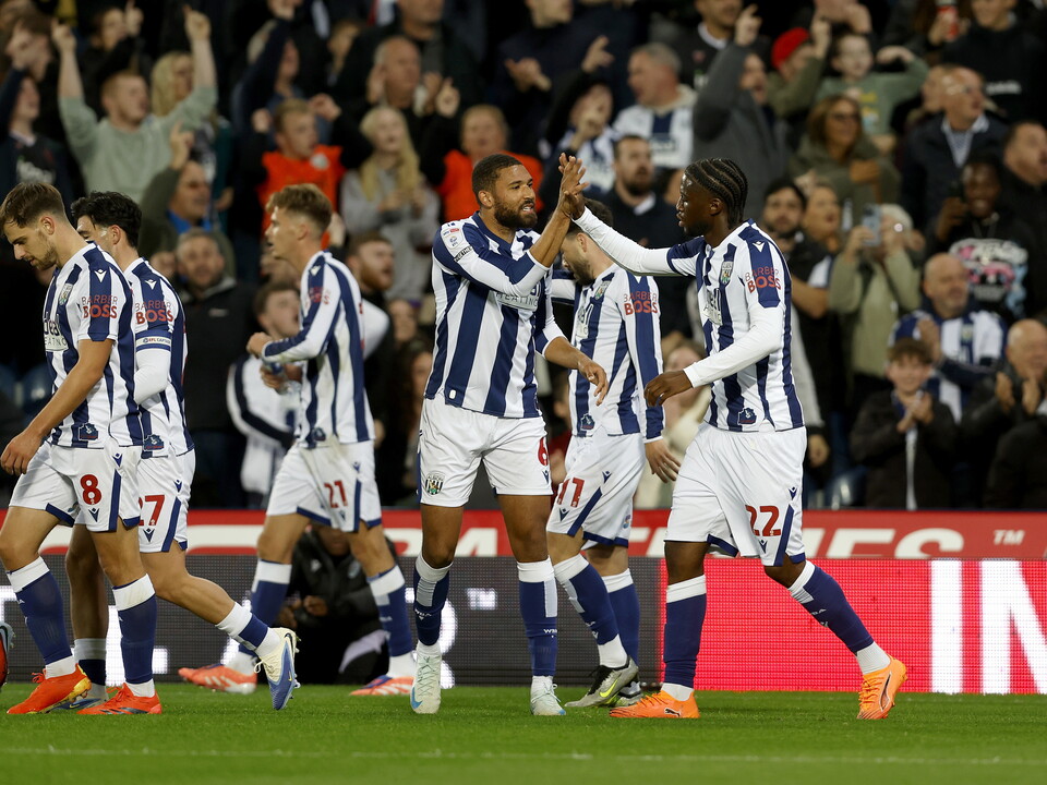 An image of Albion celebrating Sam Iling-Junior's goal against 