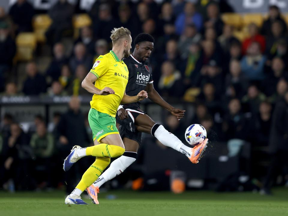Josh Maja in action against Norwich City