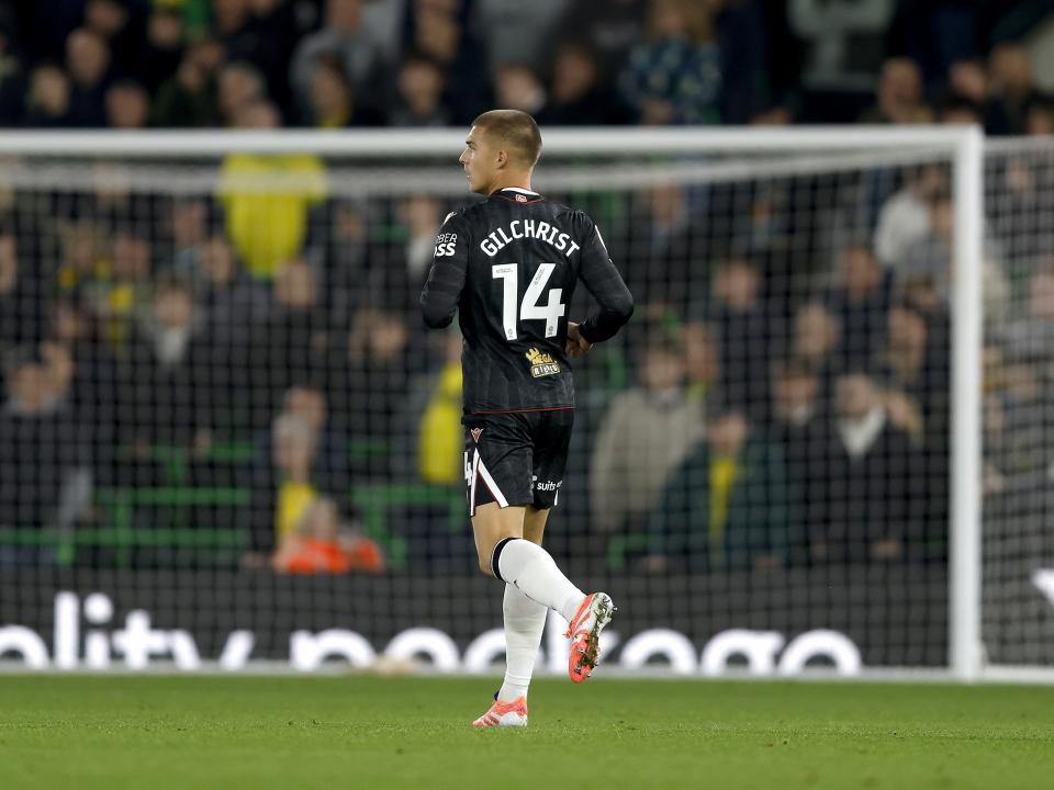 Alfie Gilchrist in action against Norwich 