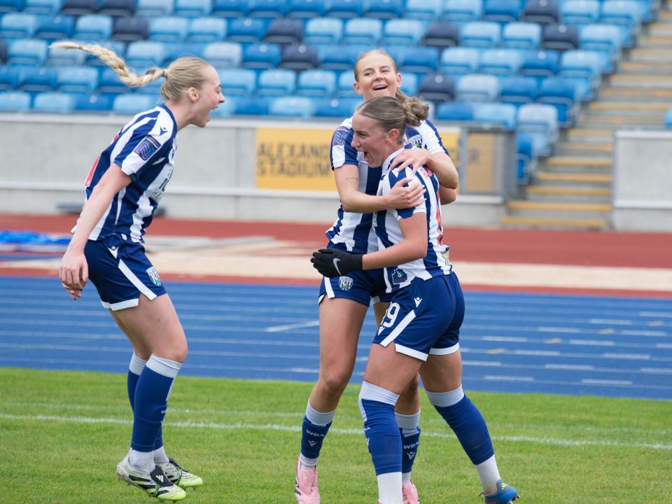 Albion Women celebrating against Stoke City.
