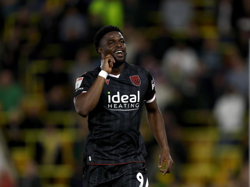 An image of Josh Maja celebrating his goal against Norwich