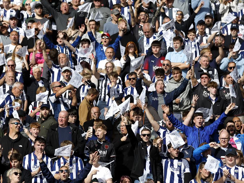 A general view of Albion fans cheering at a game