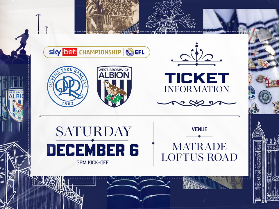 A ticket graphic displaying information for Albion's game against QPR