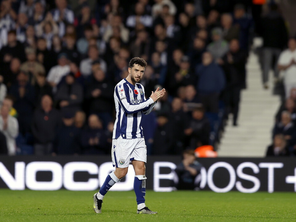 Mikey Johnston clapping WBA fans after the Oxford game