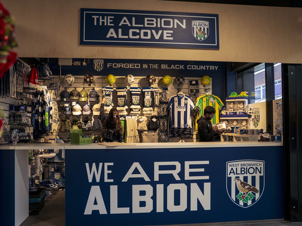 A general photo of the Albion Alcove club shop in West Bromwich