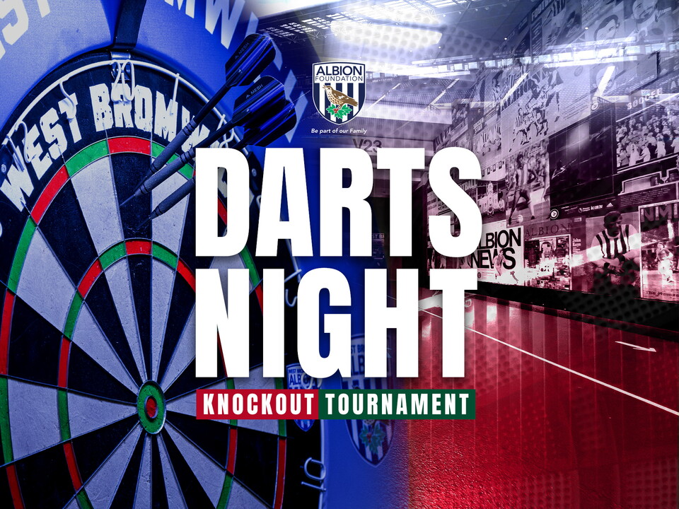 Close up of a WBA Dartboard merged with a photo of the concourse tunnel leading to the stands. 