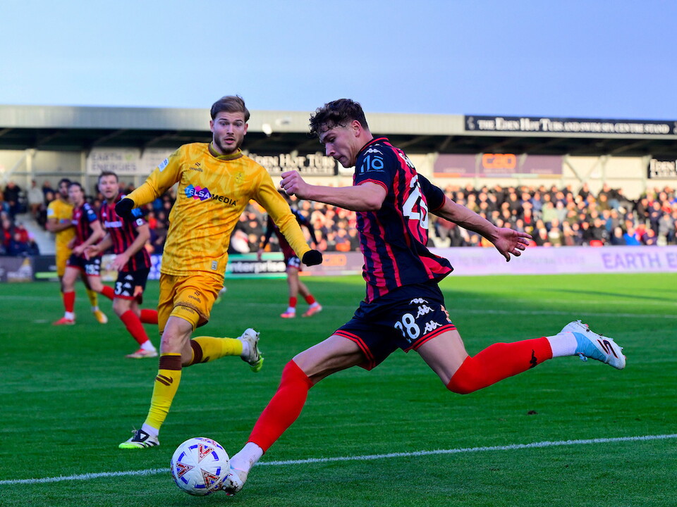 A photo of Cole Deeming in action for loan club Truro City 