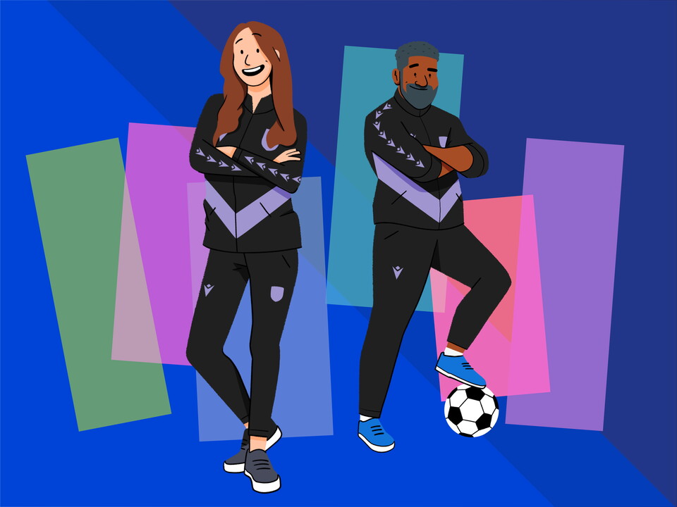 Illustration of two Foundation members of staff