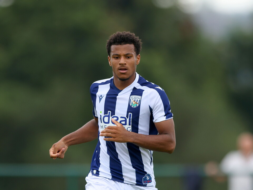 Adam Okorodudu in action for WBA's U18 team in the home kit 