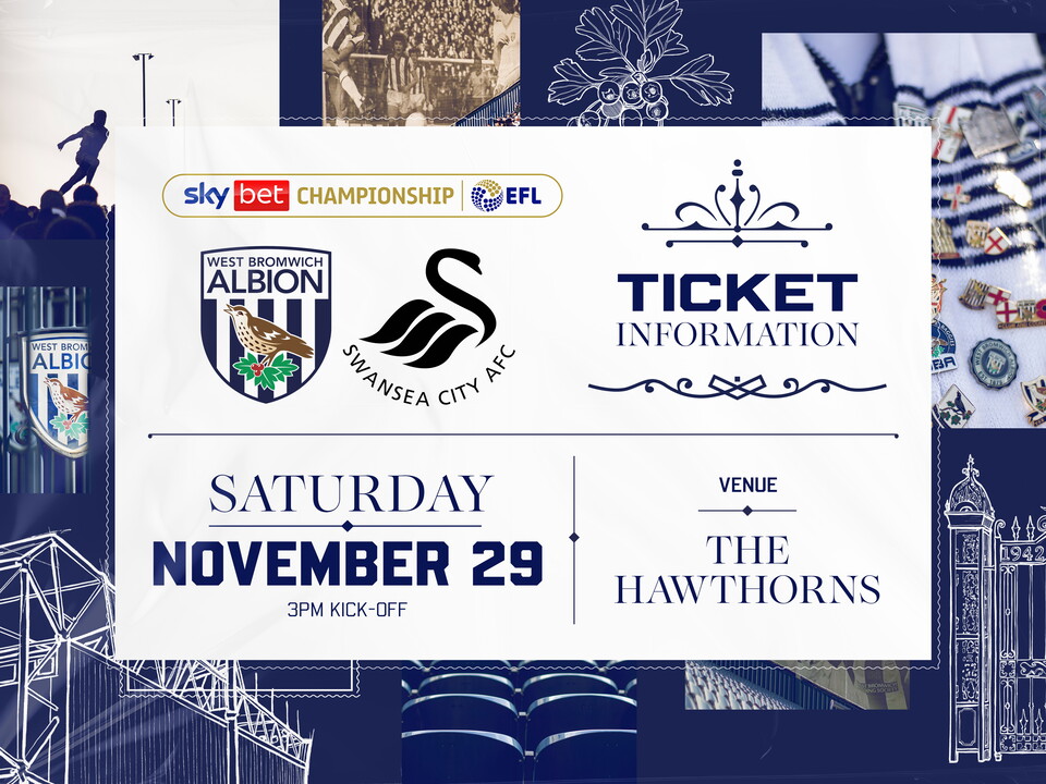 A ticket graphic displaying information for Albion's game against Swansea