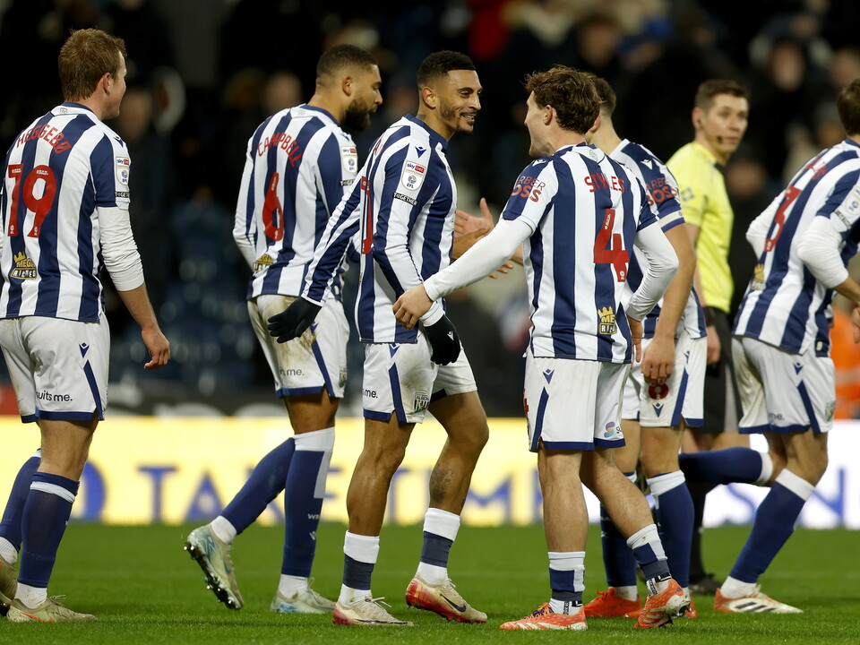 Karlan Grant celebrates scoring against Sheffield United 
