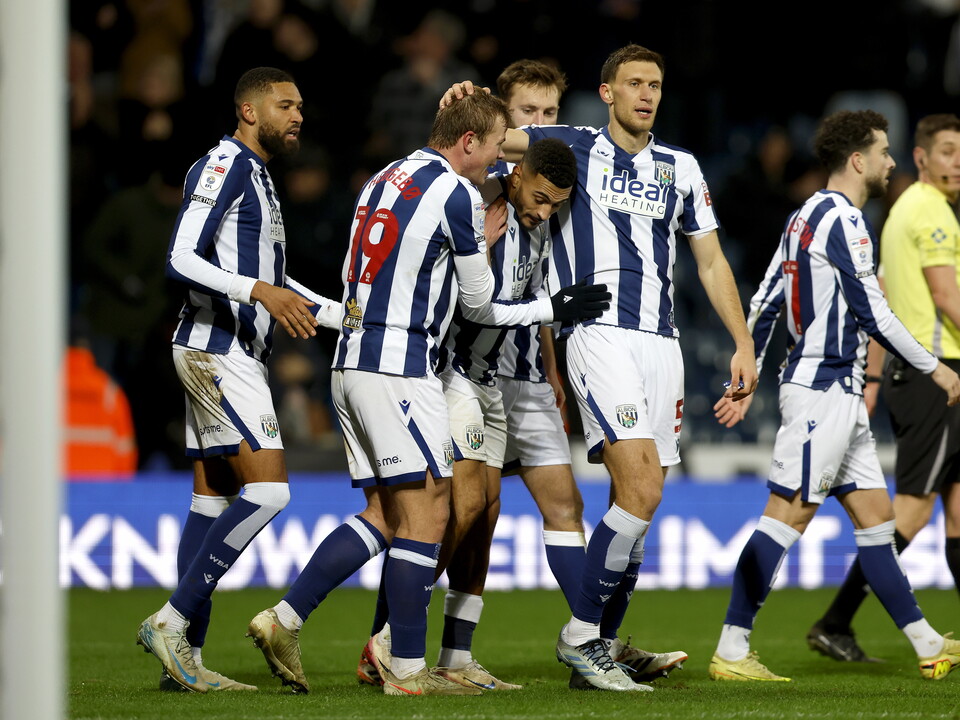 Karlan Grant celebrates scoring against Sheffield United 