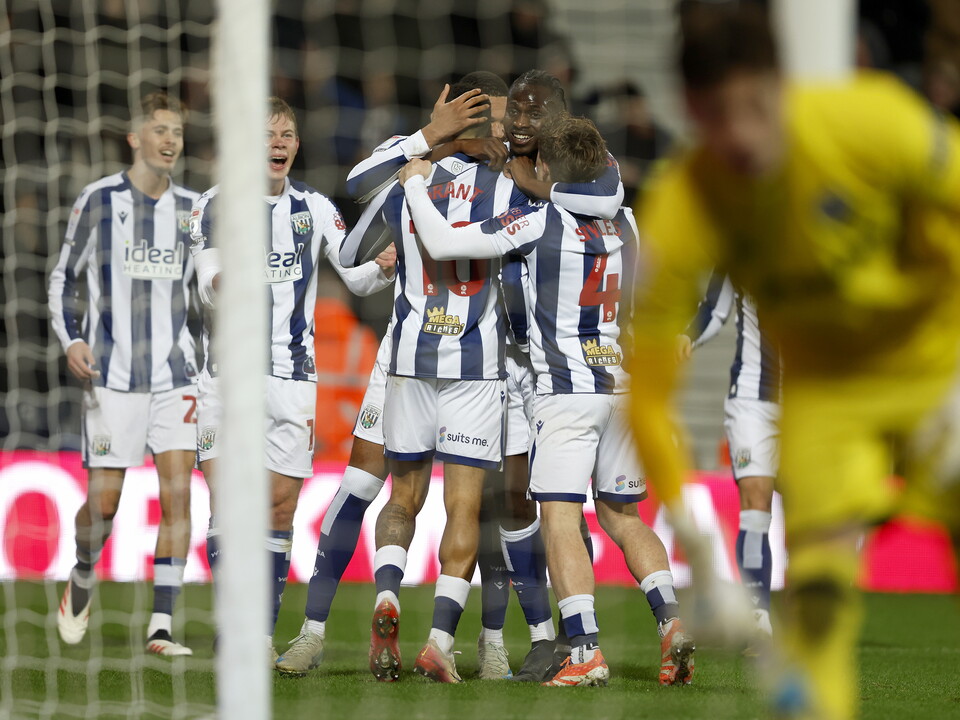 Karlan Grant celebrates scoring against Sheffield United 