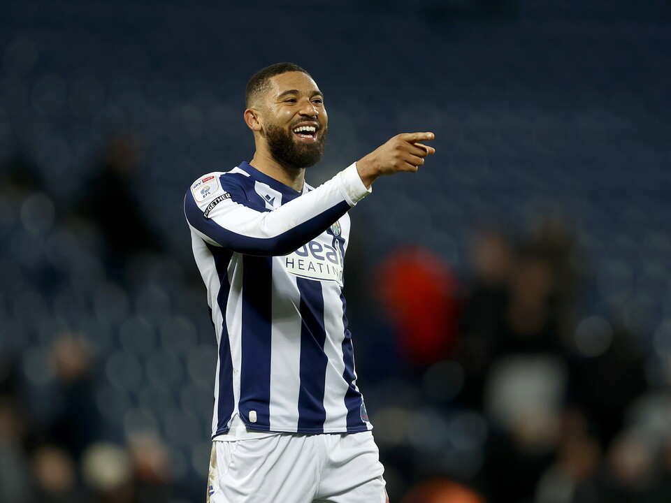 George Campbell applauding WBA fans after beating Sheffield United