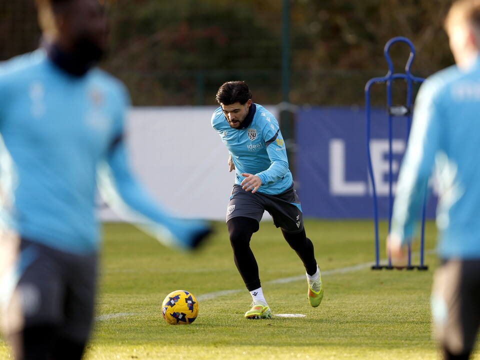 Alex Mowatt on the ball during a training session