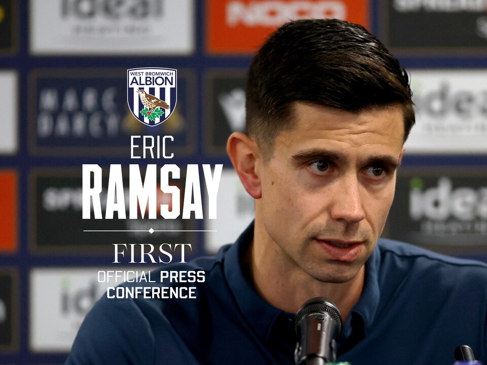 A graphic titling 'Eric Ramsay's first Albion press conference'
