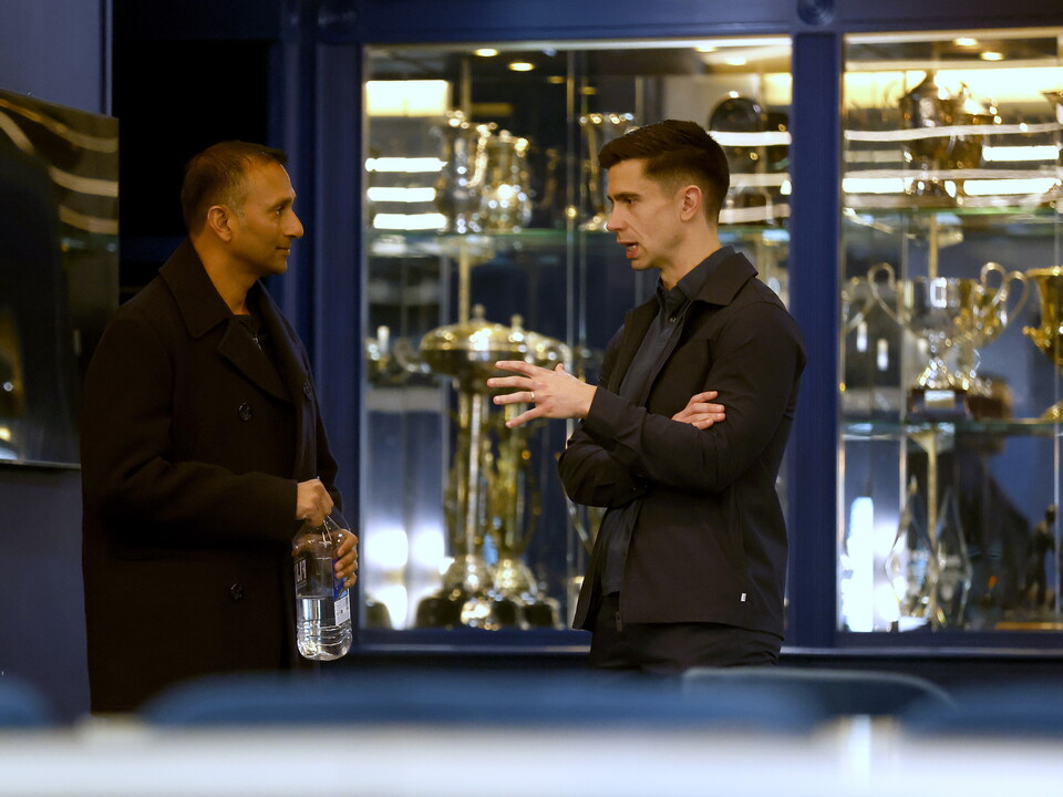 Eric Ramsay speaking with Shilen Patel