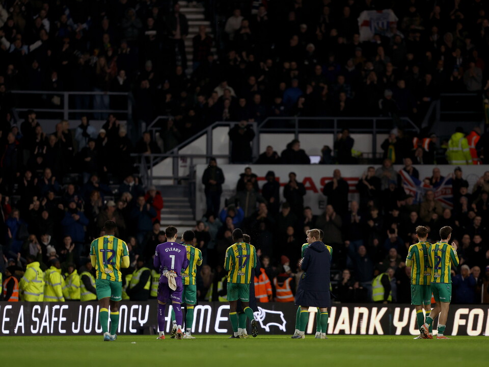 Albion players thanking the away fans for their support 