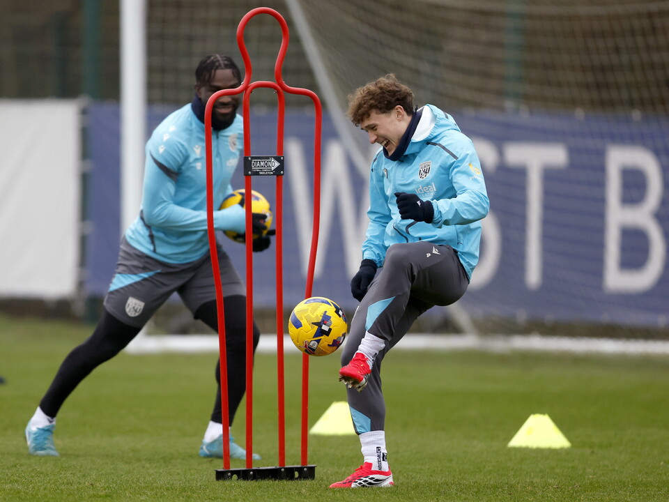 Callum Styles on the ball during a training session