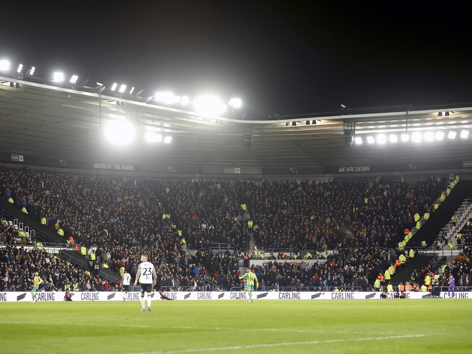 A general view of the full WBA away end at Pride Park