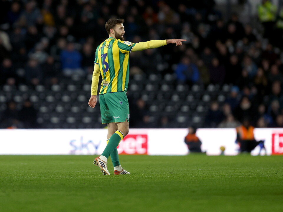 Nat Phillips pointing during the game against Derby