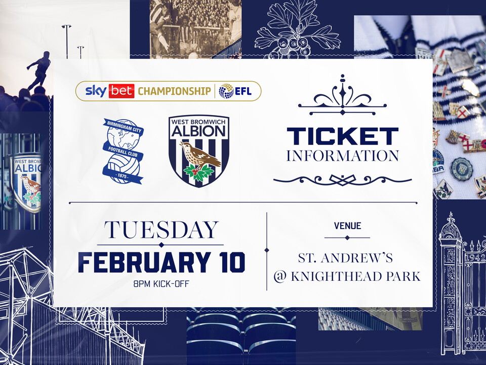 Ticket graphic for Blues A with both club badges on