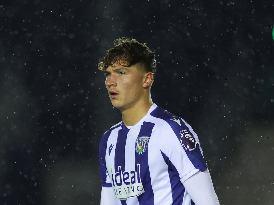 A photo of Albion U21 midfielder Cole Deeming in the 2025/26 home kit