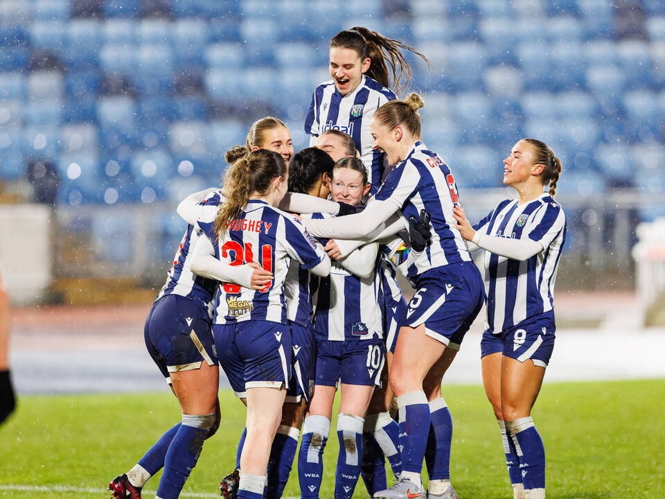 Albion Women celebrate against Rugby.