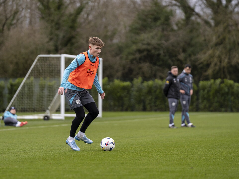 Ollie Bostock on the ball during a training session