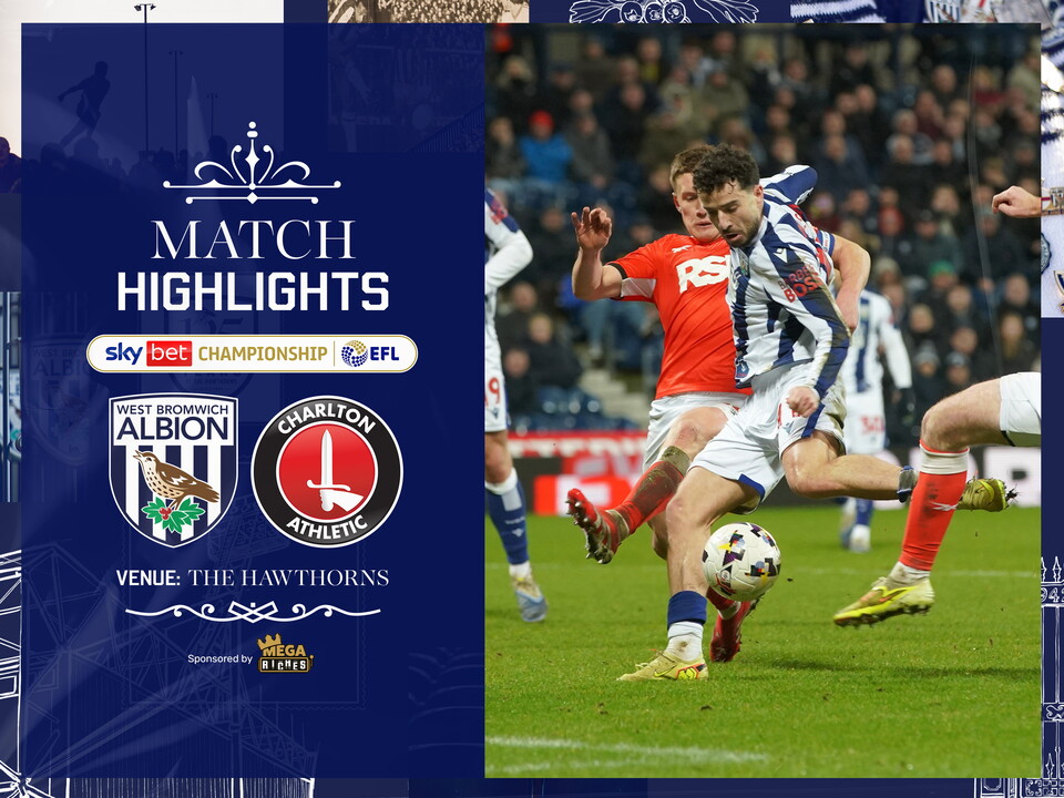A match highlights graphic showing the badges of Albion and Charlton