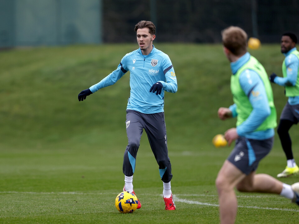 Isaac Price on the ball during a training session