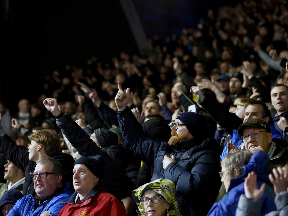 Albion fans in the away end at Birmingham City