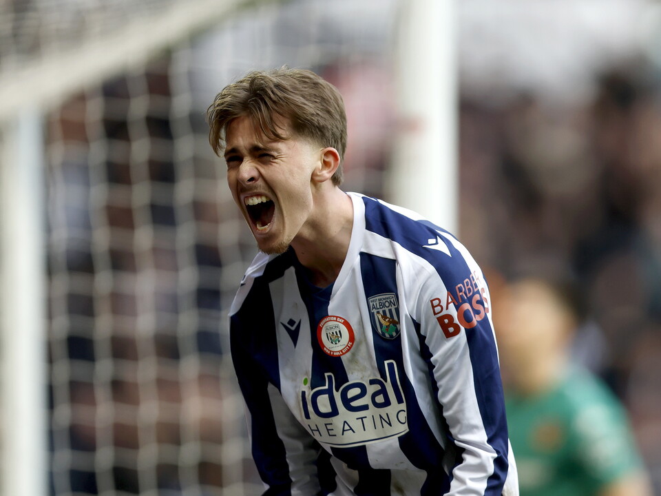 Isaac Price celebrates scoring against Hull
