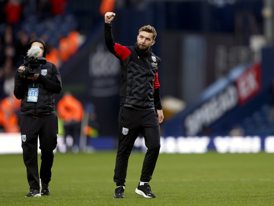 James Morrison saluting WBA fans after the win over Hull