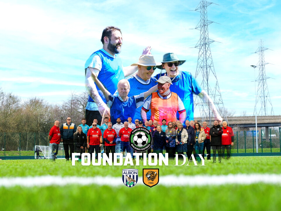 Foundation Day graphic with montage of Cancer Kicker participants and first team players.