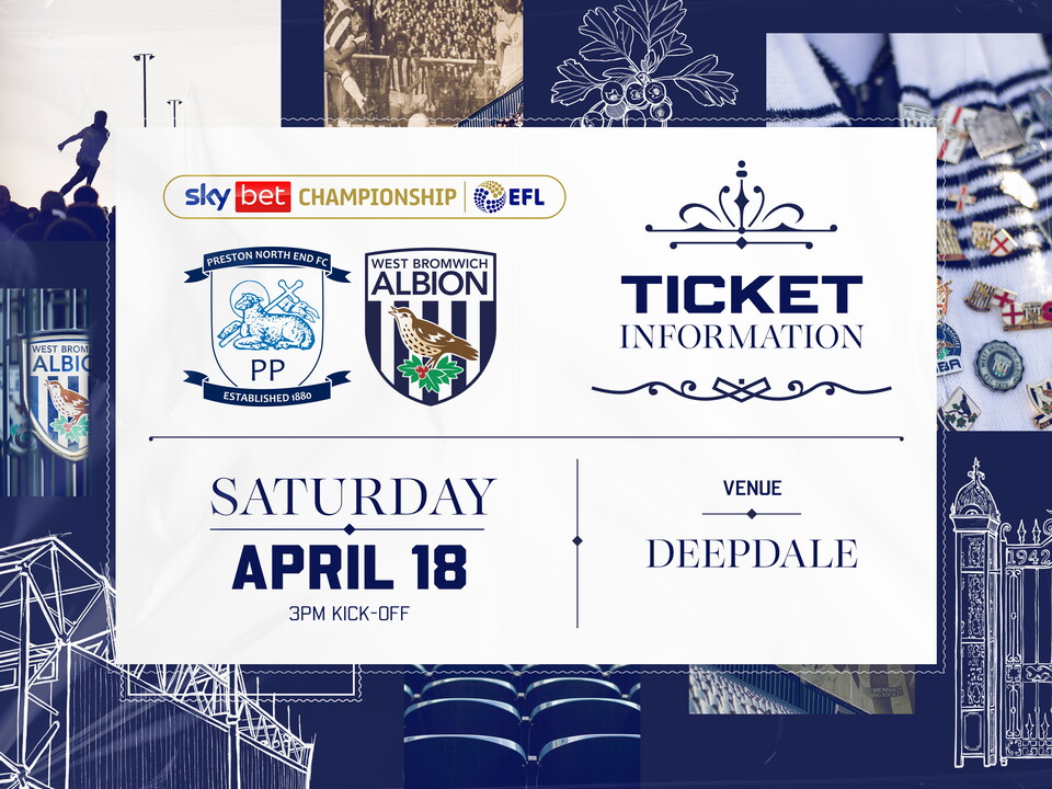 A ticket graphic displaying information for Albion's game against Preston