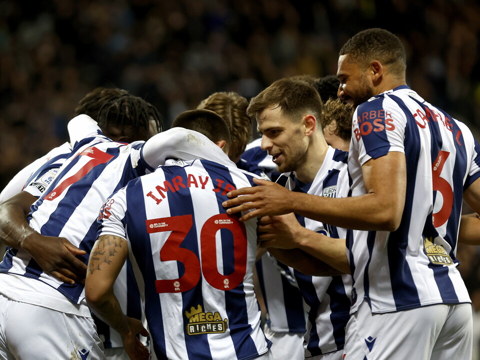 Albion celebrating Danny Imray's goal against Watford.