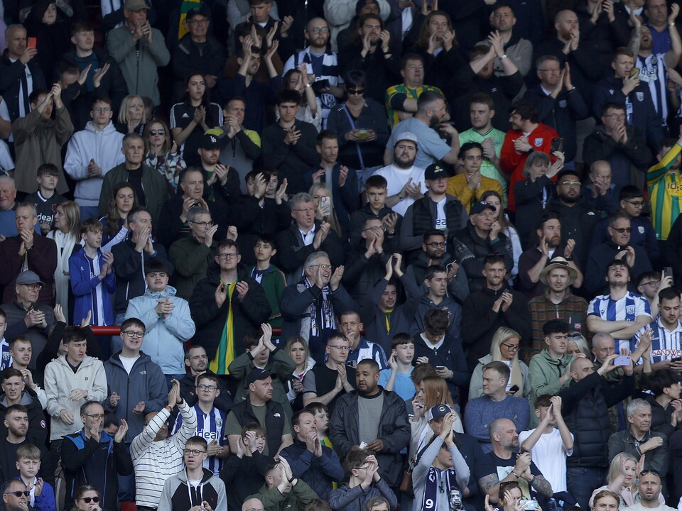 A general view of Albion fans at a game in the stand 