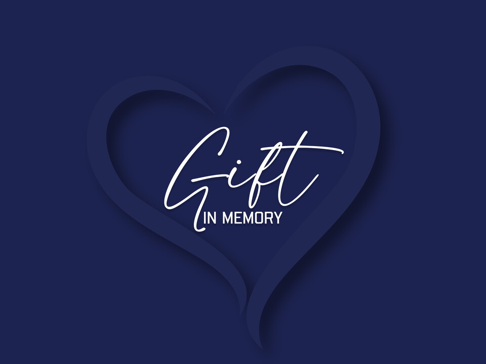 Heart shape in the background with the text Gift in Memory